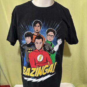 Bazinga Big Bang Theory Ripple Junction Men's Black T Shirt Large